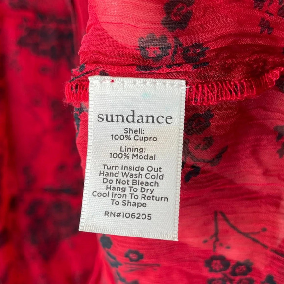 NWT Sundance Elodie Red Black Floral Tiered Blouse Top Size Medium - Picture 8 of 9